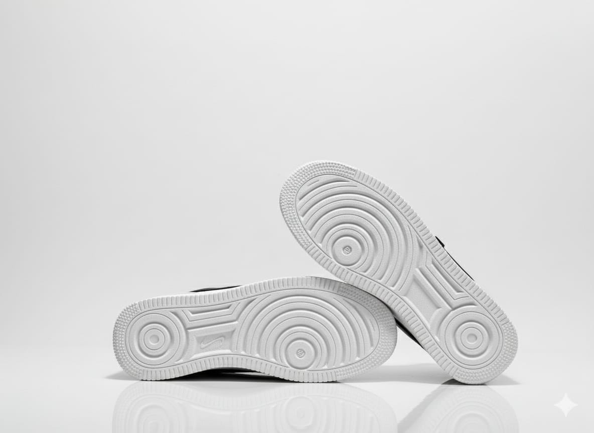 Black sneakers with a text "N" Sole